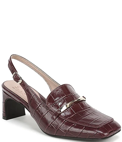 Naturalizer Cypress Croco Embossed Leather Bit Buckle Slingback Dress Pumps