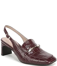Naturalizer Cypress Croco Embossed Leather Bit Buckle Slingback Dress Pumps