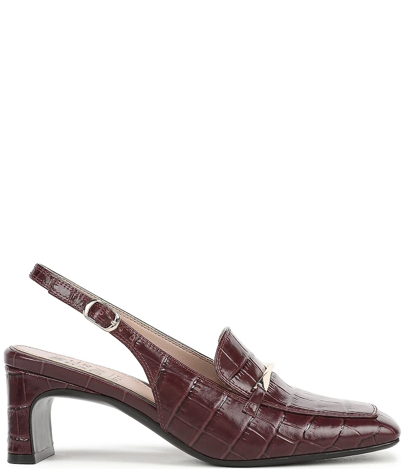 Naturalizer Cypress Croco Embossed Leather Bit Buckle Slingback Dress Pumps