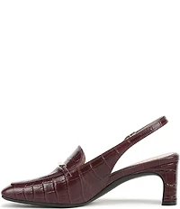 Naturalizer Cypress Croco Embossed Leather Bit Buckle Slingback Dress Pumps