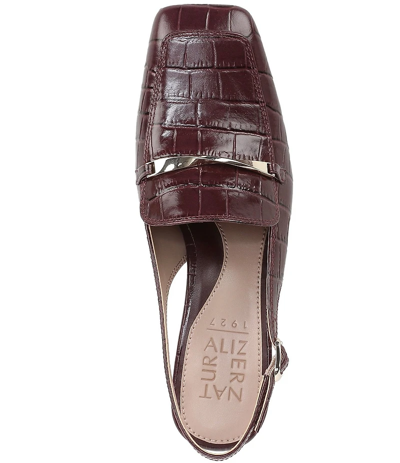 Naturalizer Cypress Croco Embossed Leather Bit Buckle Slingback Dress Pumps
