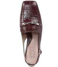 Naturalizer Cypress Croco Embossed Leather Bit Buckle Slingback Dress Pumps
