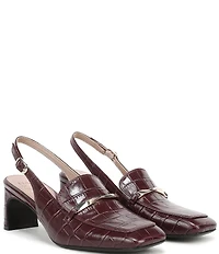 Naturalizer Cypress Croco Embossed Leather Bit Buckle Slingback Dress Pumps