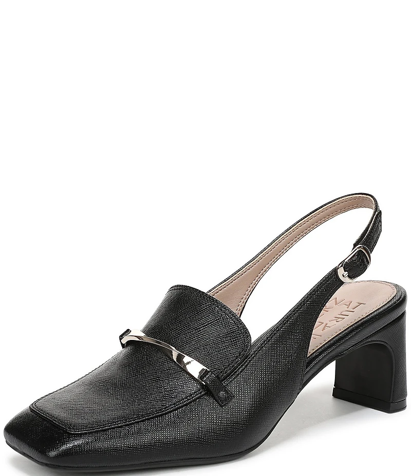 Naturalizer Cypress Embossed Leather Decorative Hardware Slingback Loafer Pumps