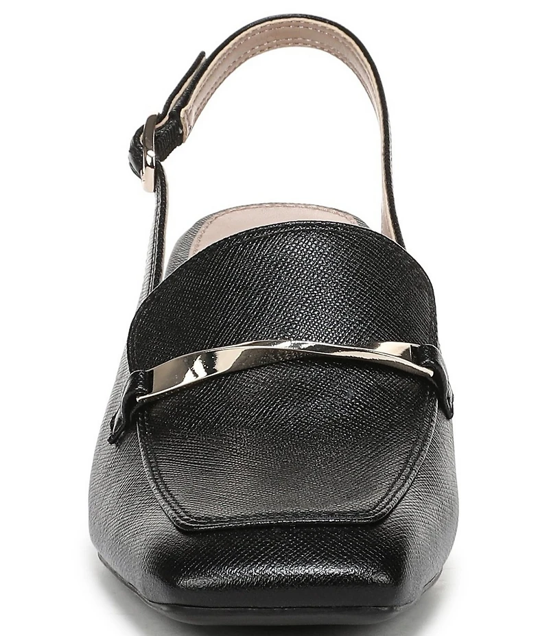 Naturalizer Cypress Embossed Leather Decorative Hardware Slingback Loafer Pumps
