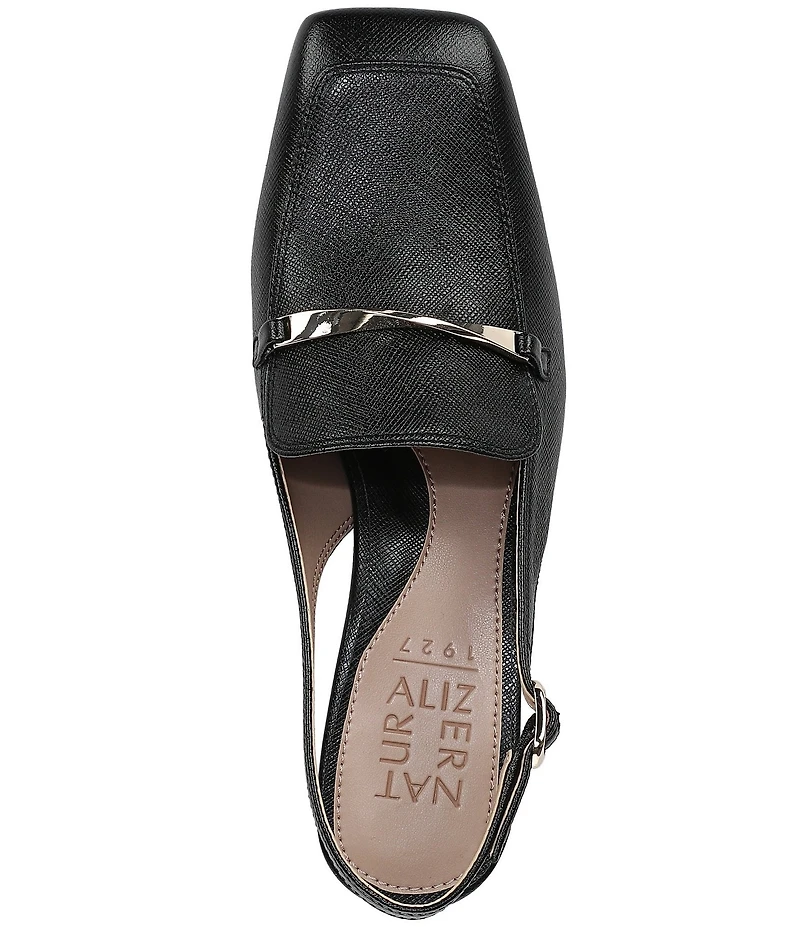 Naturalizer Cypress Embossed Leather Decorative Hardware Slingback Loafer Pumps