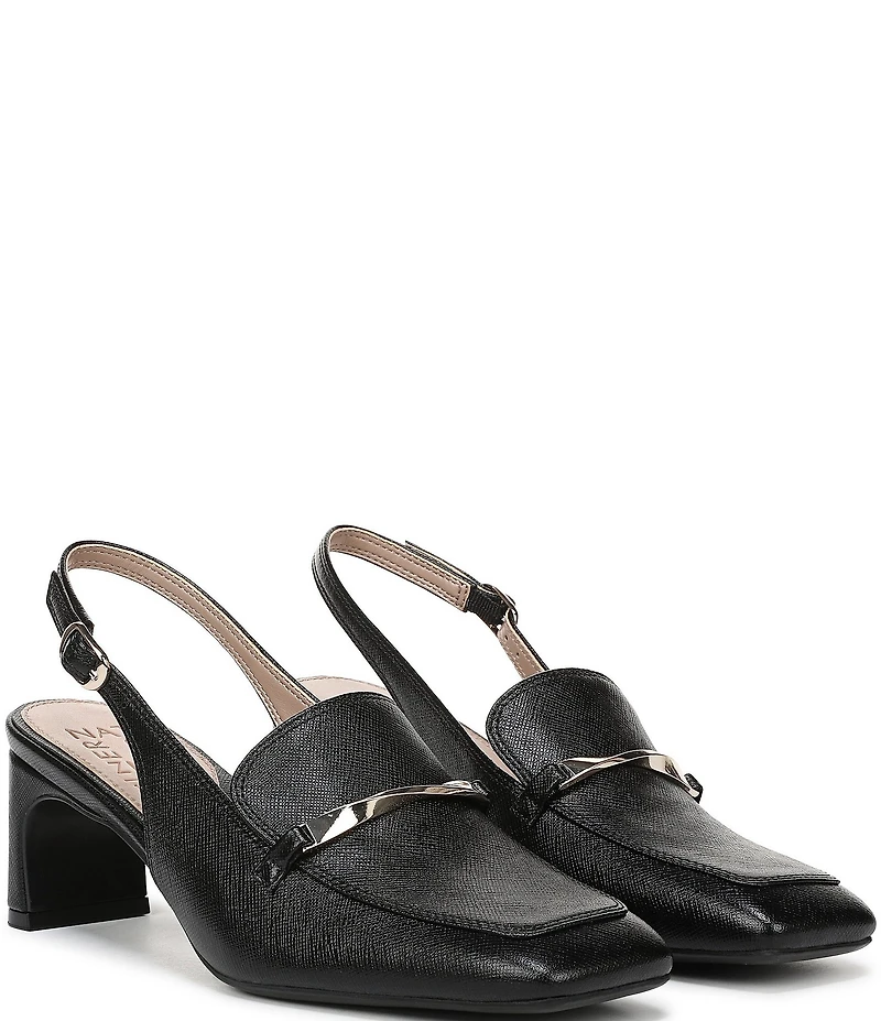 Naturalizer Cypress Embossed Leather Decorative Hardware Slingback Loafer Pumps