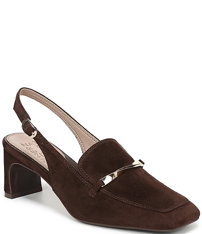Naturalizer Cypress Suede Twist Bar Square Toe Slingback Loafer Pumps