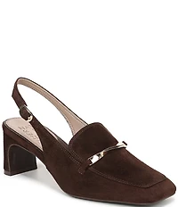 Naturalizer Cypress Suede Twist Bar Square Toe Slingback Loafer Pumps