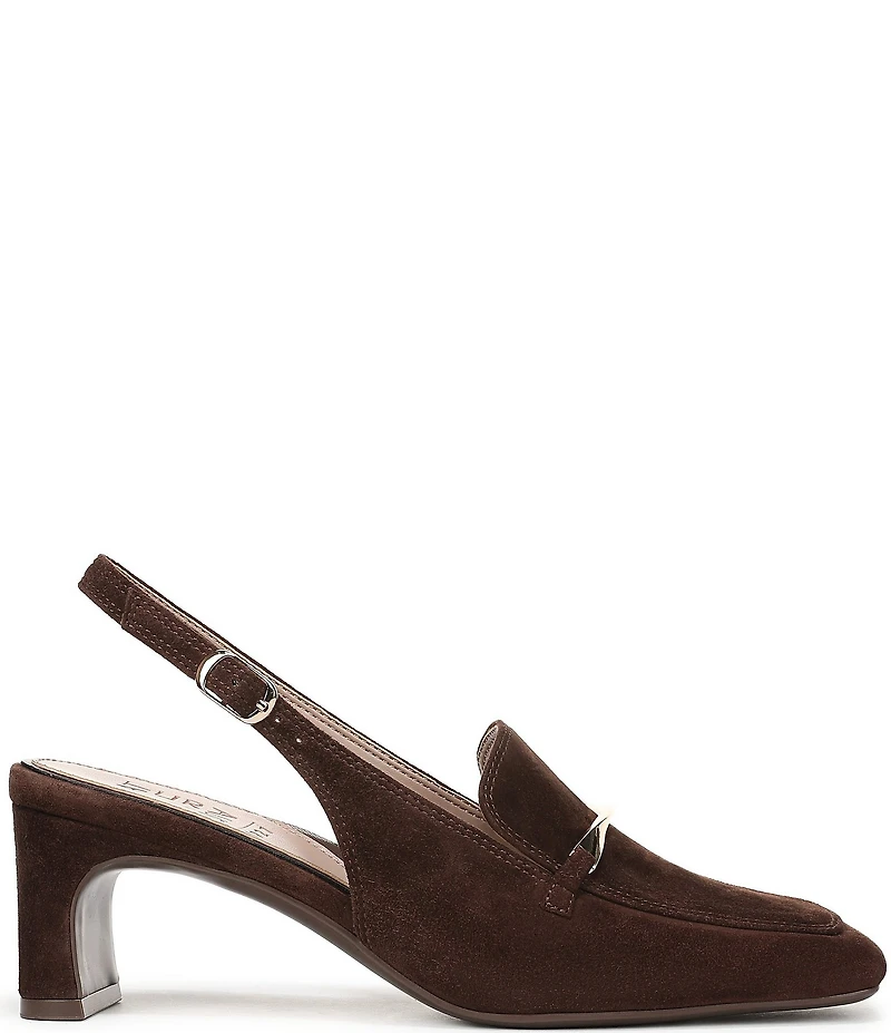 Naturalizer Cypress Suede Twist Bar Square Toe Slingback Loafer Pumps