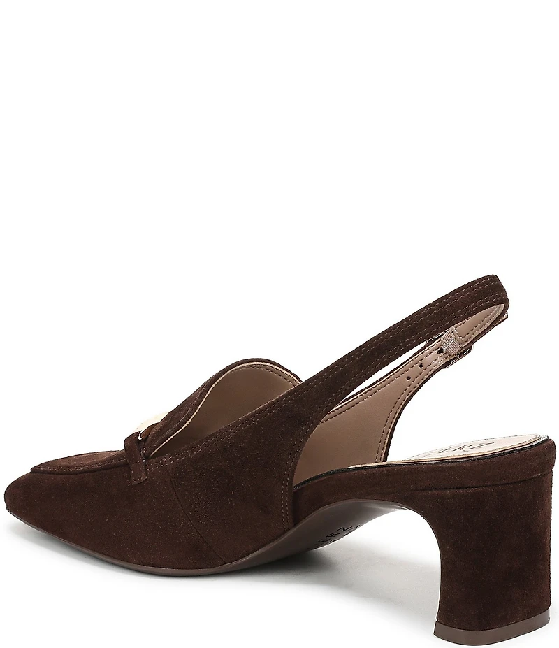 Naturalizer Cypress Suede Twist Bar Square Toe Slingback Loafer Pumps