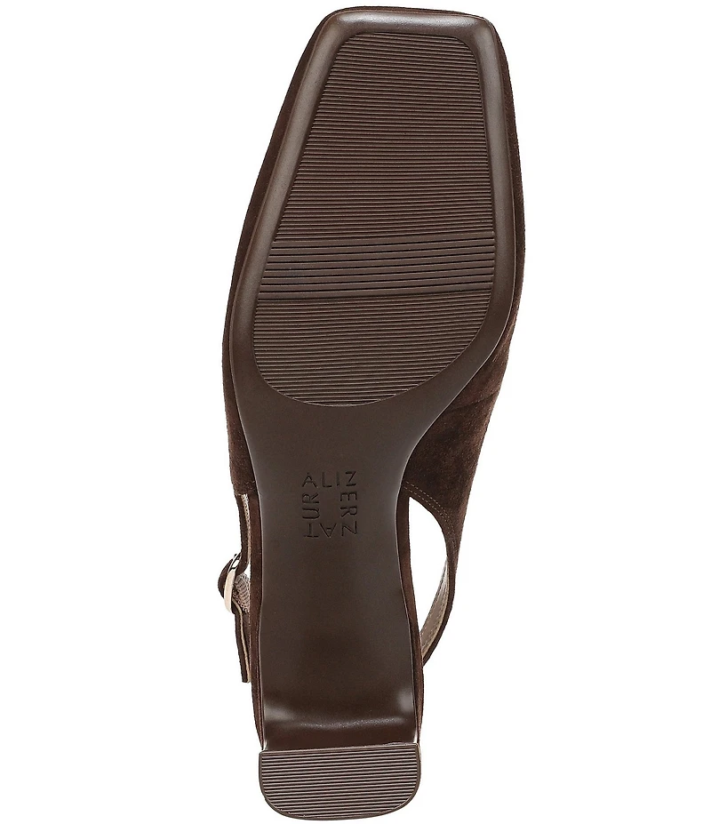 Naturalizer Cypress Suede Twist Bar Square Toe Slingback Loafer Pumps