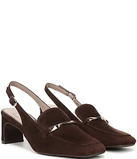 Naturalizer Cypress Suede Twist Bar Square Toe Slingback Loafer Pumps