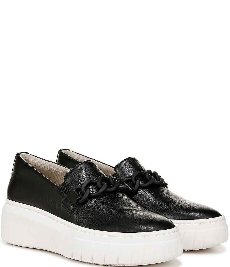 Naturalizer Daphne Leather Chain Hardware Slip On Platform Sneakers