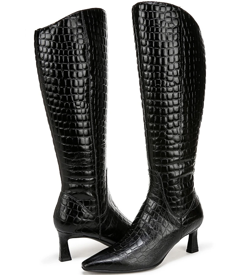 Naturalizer Deesha Leather Crocodile Knee High Boots