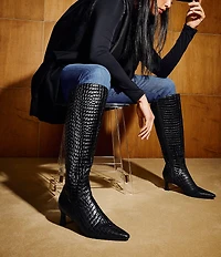 Naturalizer Deesha Leather Crocodile Knee High Boots
