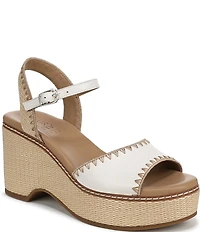 Naturalizer Della Leather Ankle Wrap Platform Wedge Sandals