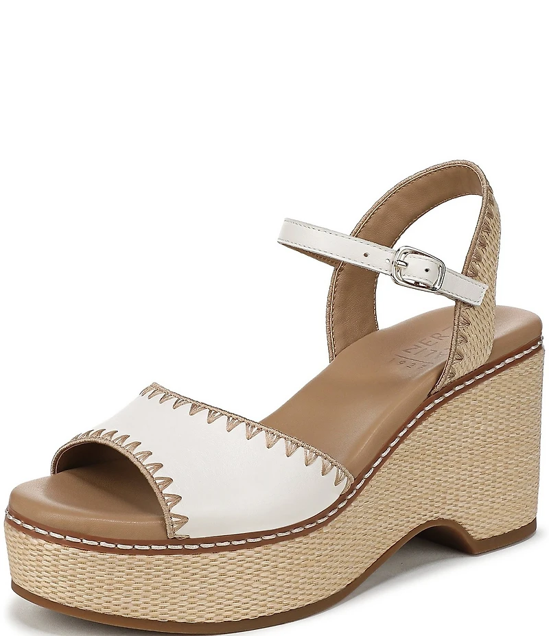Naturalizer Della Leather Ankle Wrap Platform Wedge Sandals