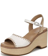 Naturalizer Della Leather Ankle Wrap Platform Wedge Sandals
