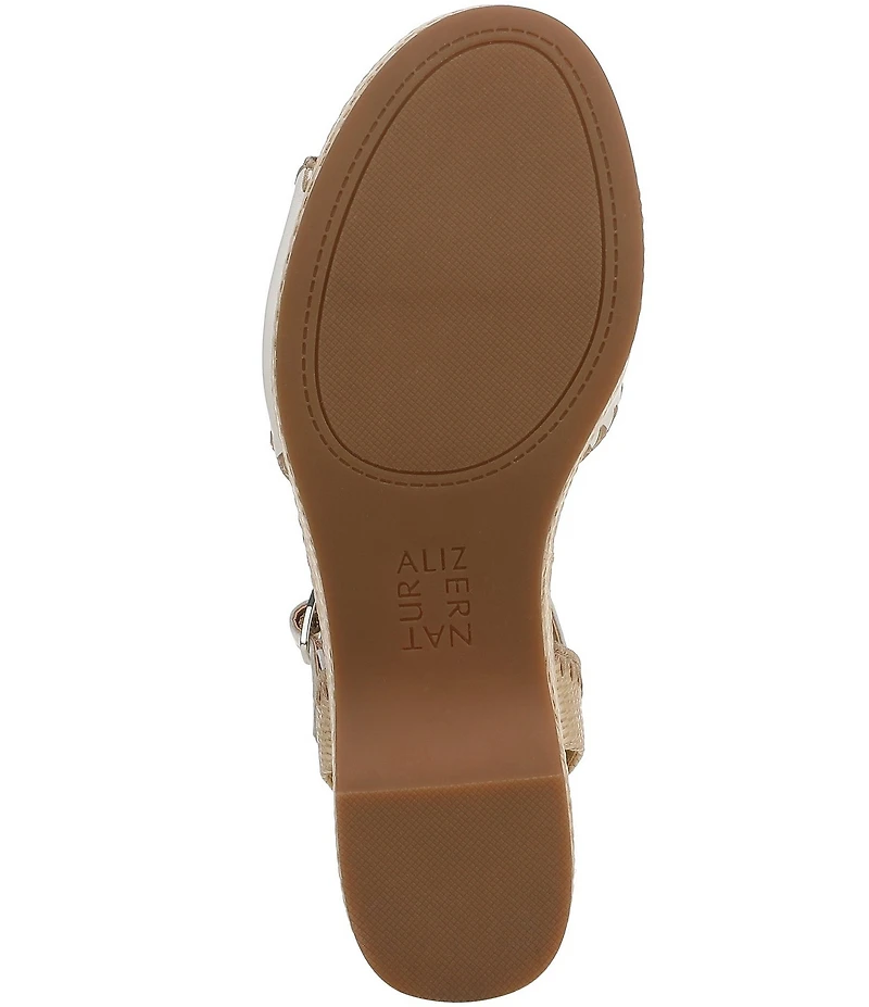 Naturalizer Della Leather Ankle Wrap Platform Wedge Sandals