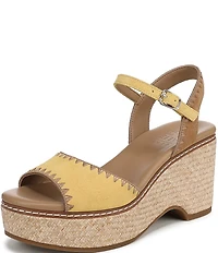 Naturalizer Della Suede Ankle Wrap Platform Wedge Sandals