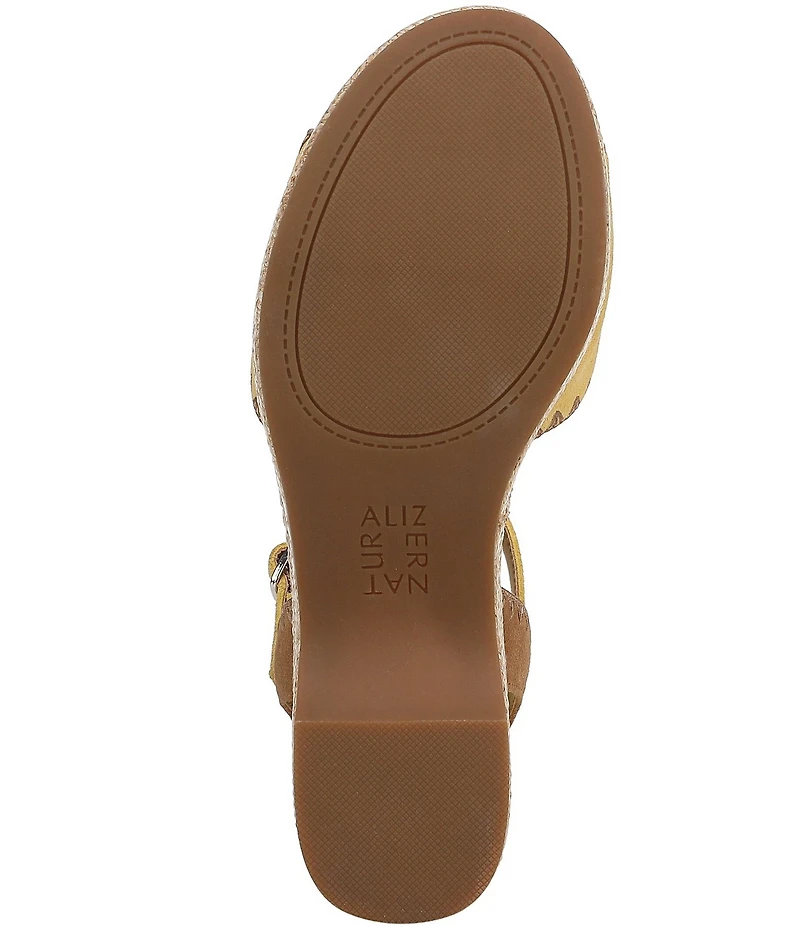 Naturalizer Della Suede Ankle Wrap Platform Wedge Sandals