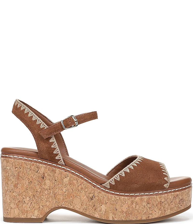Naturalizer Della Suede Ankle Wrap Platform Wedge Sandals