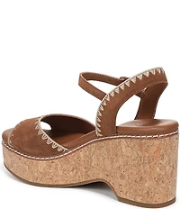 Naturalizer Della Suede Ankle Wrap Platform Wedge Sandals