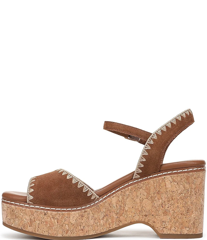 Naturalizer Della Suede Ankle Wrap Platform Wedge Sandals