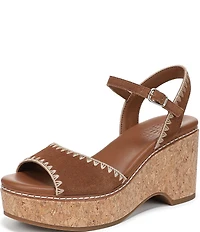 Naturalizer Della Suede Ankle Wrap Platform Wedge Sandals