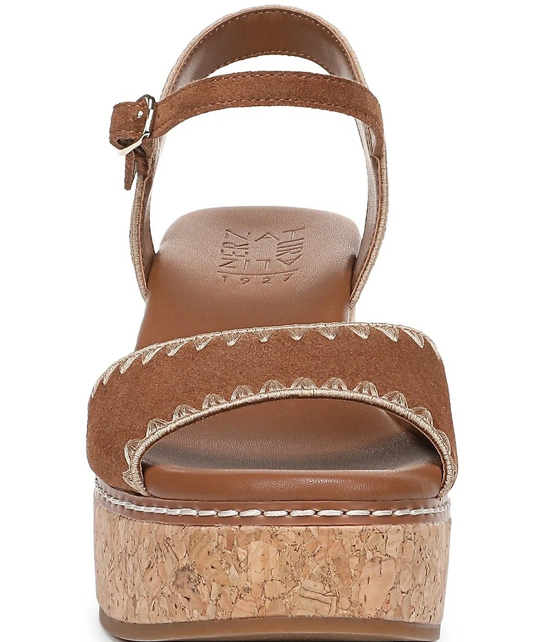 Naturalizer Della Suede Ankle Wrap Platform Wedge Sandals