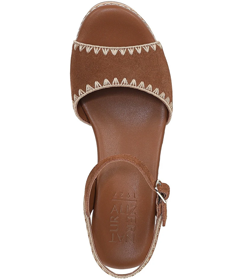 Naturalizer Della Suede Ankle Wrap Platform Wedge Sandals