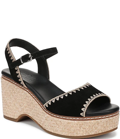 Naturalizer Della Suede Ankle Wrap Platform Wedge Sandals