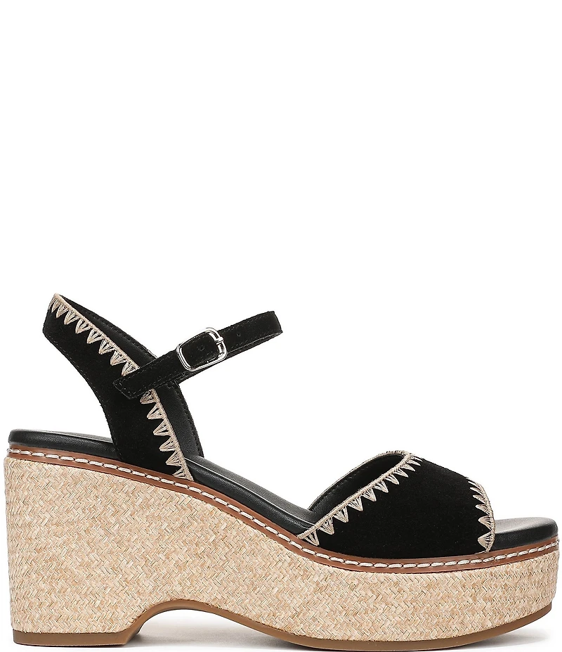 Naturalizer Della Suede Ankle Wrap Platform Wedge Sandals