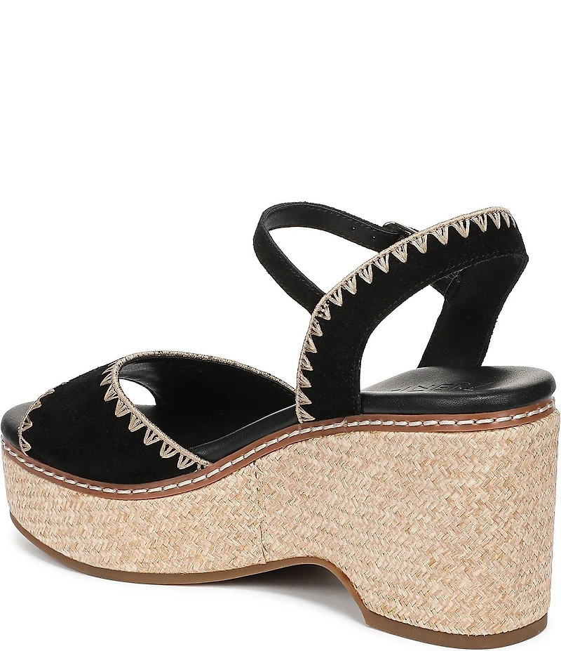 Naturalizer Della Suede Ankle Wrap Platform Wedge Sandals