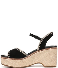 Naturalizer Della Suede Ankle Wrap Platform Wedge Sandals