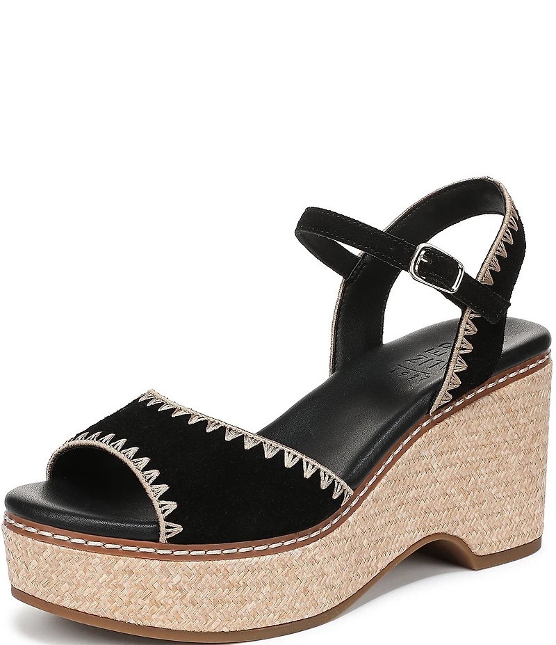 Naturalizer Della Suede Ankle Wrap Platform Wedge Sandals