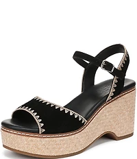 Naturalizer Della Suede Ankle Wrap Platform Wedge Sandals