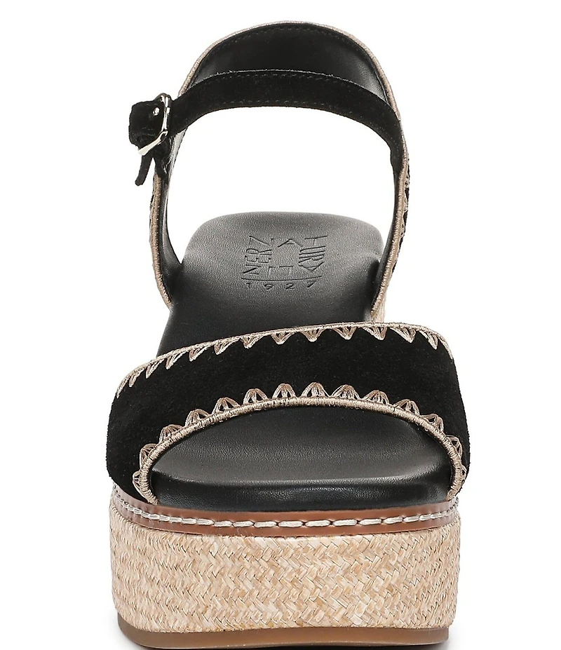 Naturalizer Della Suede Ankle Wrap Platform Wedge Sandals
