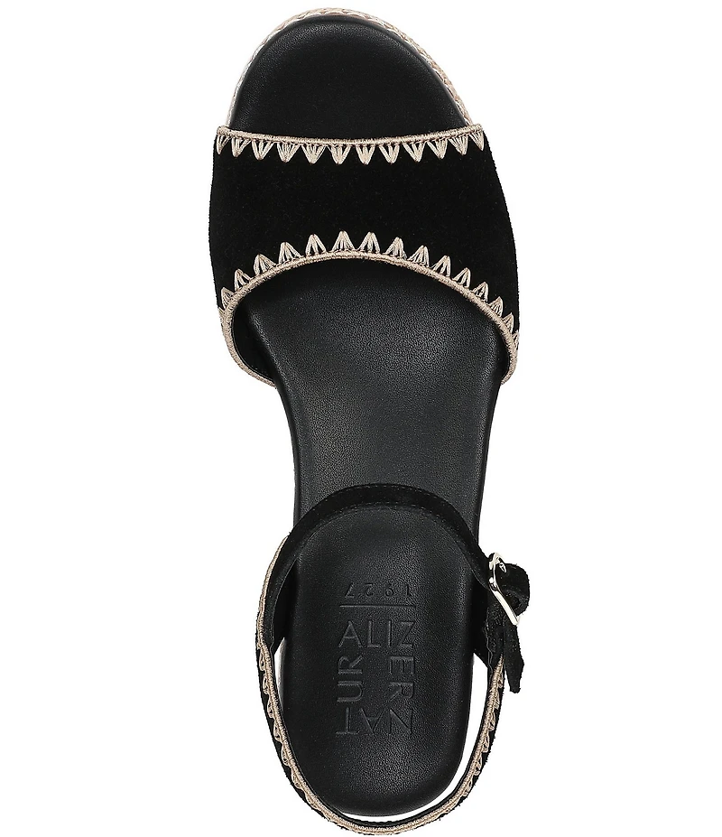 Naturalizer Della Suede Ankle Wrap Platform Wedge Sandals