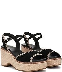 Naturalizer Della Suede Ankle Wrap Platform Wedge Sandals