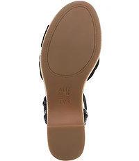 Naturalizer Dovie Leather and Suede Ankle Wrap Sandal Platform Raffia Wedges