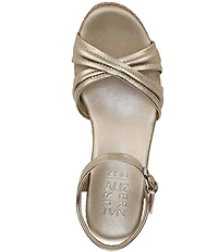 Naturalizer Dovie Leather Ankle Wrap Sandal Platform Raffia Wedge Sandals