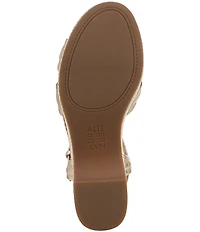 Naturalizer Dovie Leather Ankle Wrap Sandal Platform Raffia Wedge Sandals