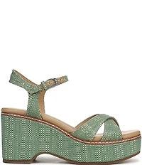 Naturalizer Dovie Raffia Ankle Wrap Sandal Platform Wedges