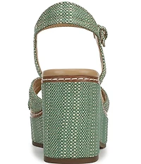 Naturalizer Dovie Raffia Ankle Wrap Sandal Platform Wedges