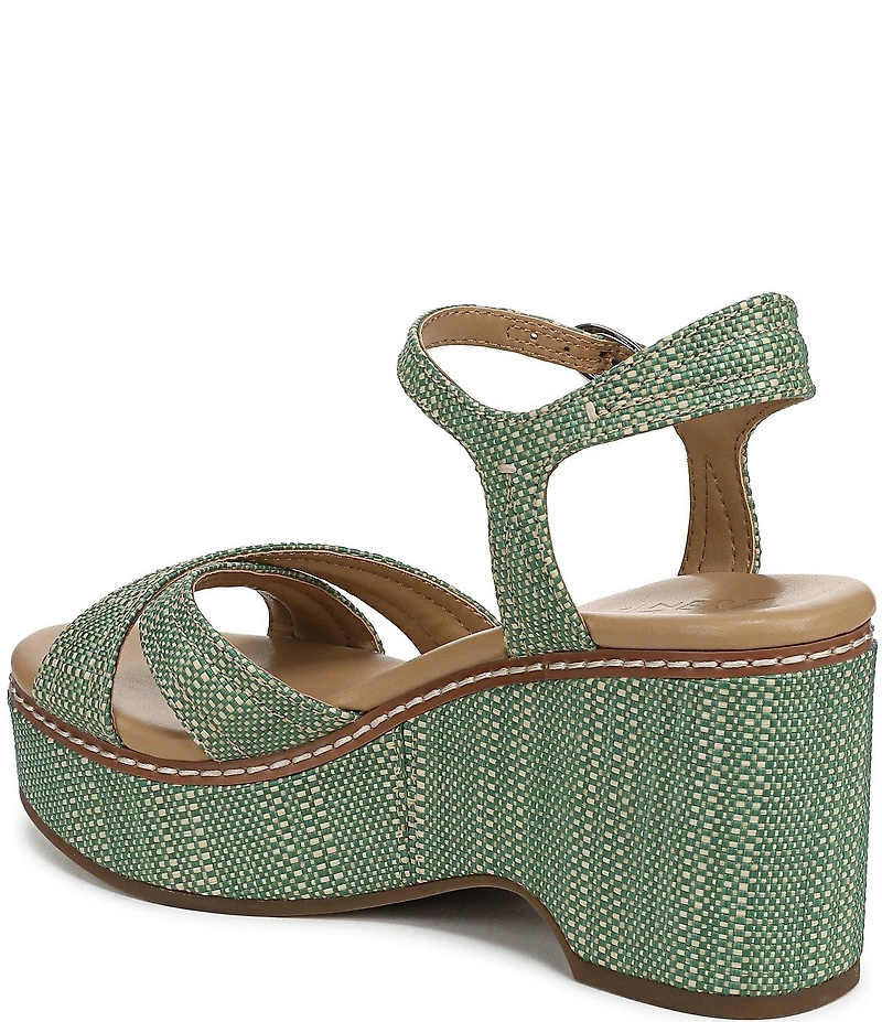 Naturalizer Dovie Raffia Ankle Wrap Sandal Platform Wedges