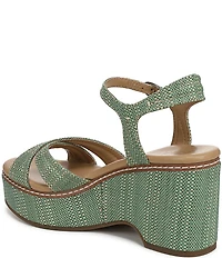 Naturalizer Dovie Raffia Ankle Wrap Sandal Platform Wedges