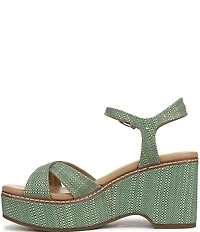 Naturalizer Dovie Raffia Ankle Wrap Sandal Platform Wedges