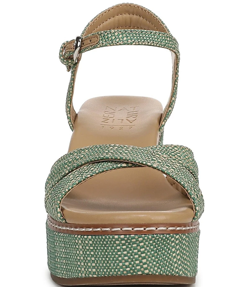 Naturalizer Dovie Raffia Ankle Wrap Sandal Platform Wedges